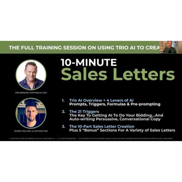 [Video Course] 10 Minute Sales Letter by Jon Benson - Image 1