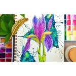 [Member Access] Easy Watercolor Iris Flower Painting with Galaxy Background by Eliza
