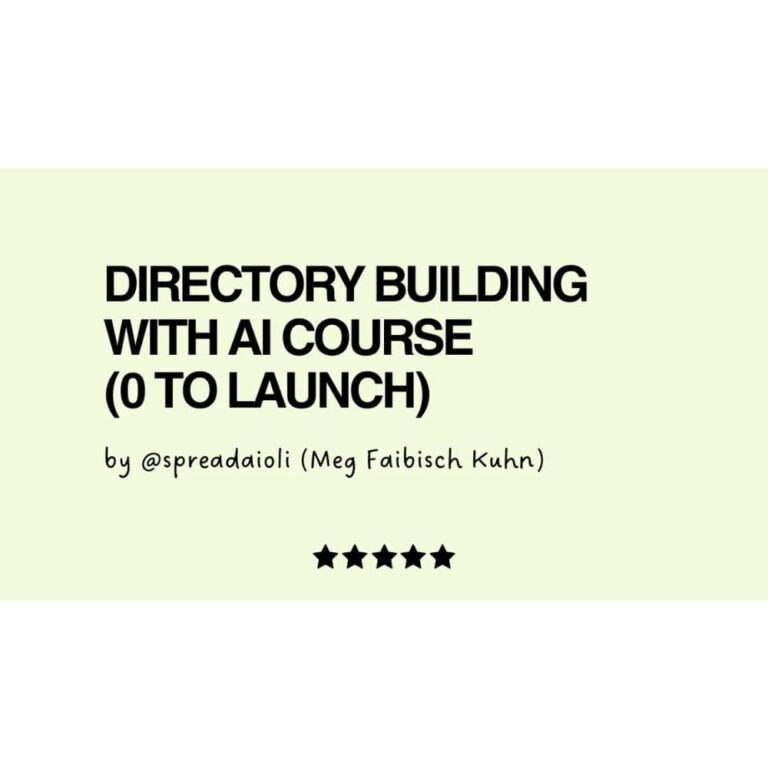 From 0 to Directory Pro | AI Directory Building Course by Meg Faibisch Kuhn